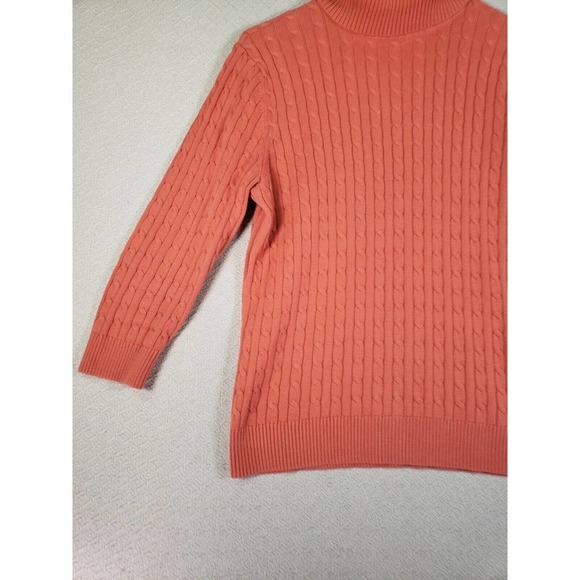 Willi Smith Sweater Medium Orange Mock Neck Long Sleeve Cable Knit Pullover - Picture 2 of 9